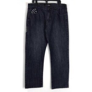 Pilgram Mens Jeans Size 38 x 34 Dark Wash Mr Collection Animal Design Denim